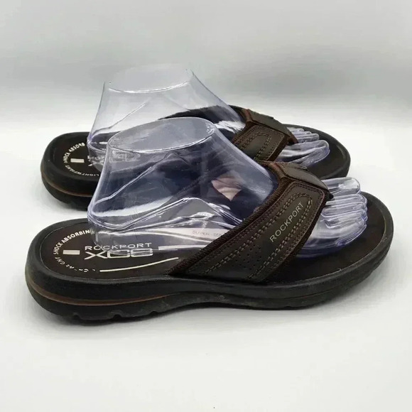 Rockport XCB Brown Mens Slide Flip Flop Shock Absorbing Sandals Size 8 - Picture 2 of 5